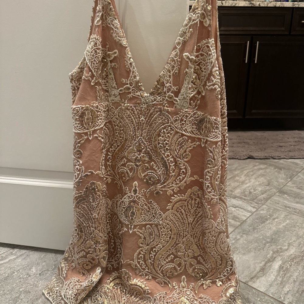 Free People Rose Gold Lace Dress NWT 8